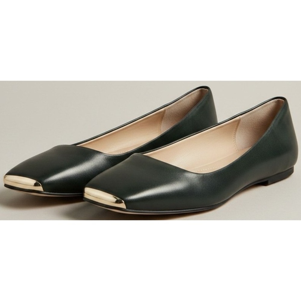 Alfani Neptoonl Black Leather Pointed Toe Flats Women's Size 8.5M New in Box